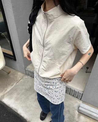 Flower pattern cotton mini skirt