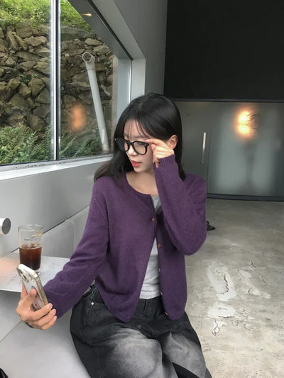 (5 colors) Round Neck Cardigan
