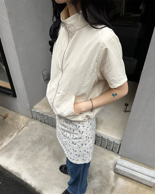 Flower pattern cotton mini skirt