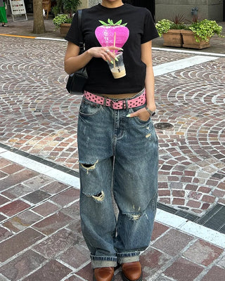 [1st Re-release] (ORIGINAL) Strawberry Lettering Slim T-Shirt