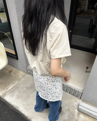 Flower pattern cotton mini skirt