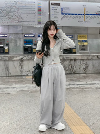 [3 colors] Pleated wide training pants