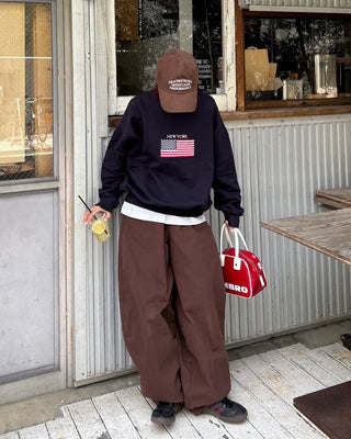 (Unisex) Brown Cotton Balloon Pants