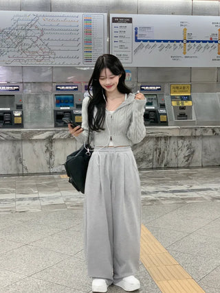 [3 colors] Pleated wide training pants