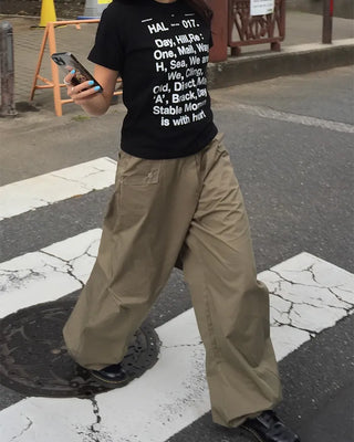 Long lettering half T-shirt