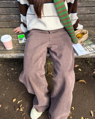 Brown cotton straight pants