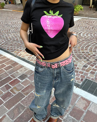 [1st Re-release] (ORIGINAL) Strawberry Lettering Slim T-Shirt