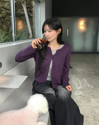 (5 colors) Round Neck Cardigan