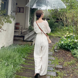 Belted linen slacks