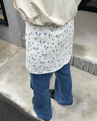Flower pattern cotton mini skirt