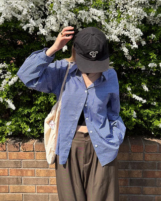 One-pocket gingham check shirt