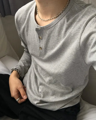 Buttoned long-sleeved T-shirt