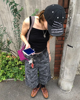 Camouflage flap pocket Bermuda denim pants