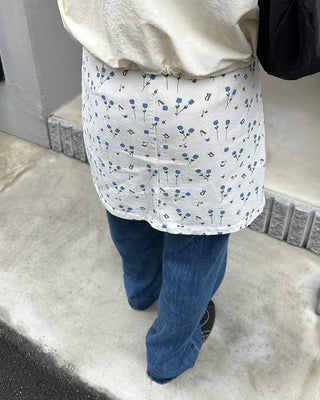 Flower pattern cotton mini skirt