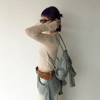 Wide suede point belt