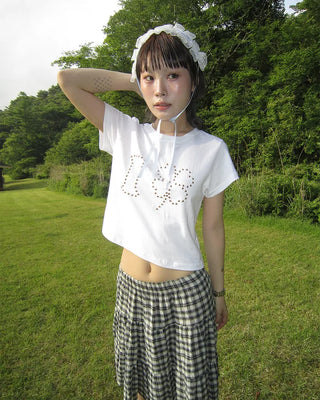 I Clover Stud Semi-Cropped Half T-Shirt
