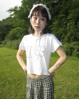I Clover Stud Semi-Cropped Half T-Shirt