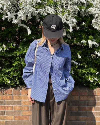 One-pocket gingham check shirt