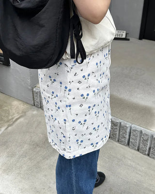 Flower pattern cotton mini skirt