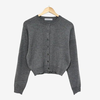 Crew neck knit cardigan