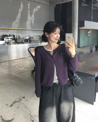 (5 colors) Round Neck Cardigan