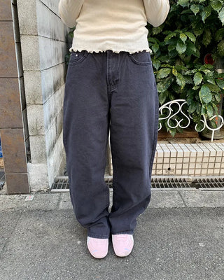 Cotton Wash Curved Pants