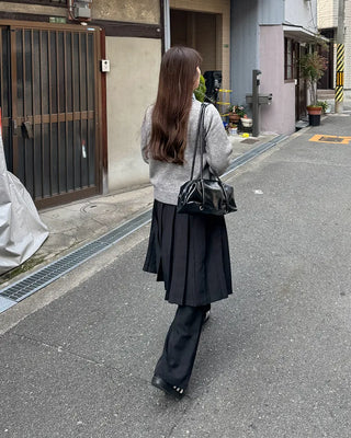 Check shirt layered knit detail