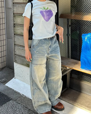[1st Re-release] (ORIGINAL) Strawberry Lettering Slim T-Shirt
