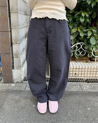 Cotton Wash Curved Pants