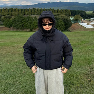 Ribbon Hooded Down Jumper
