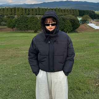 Ribbon Hooded Down Jumper