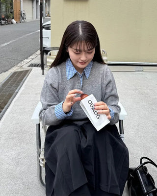 Check shirt layered knit detail
