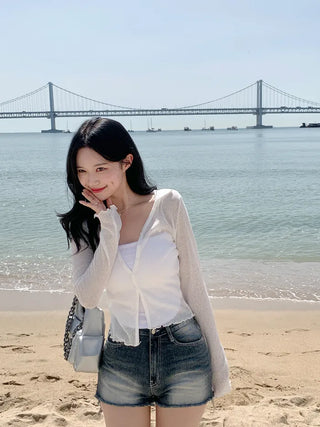 Summer slit collar cardigan (7 colors)