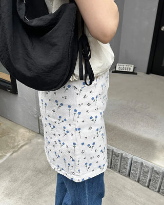 Flower pattern cotton mini skirt