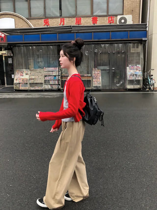 Cropped Collar Cardigan