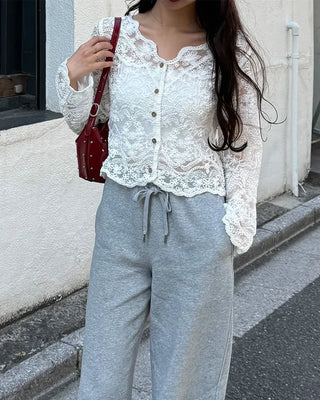 Lace sheer cardigan