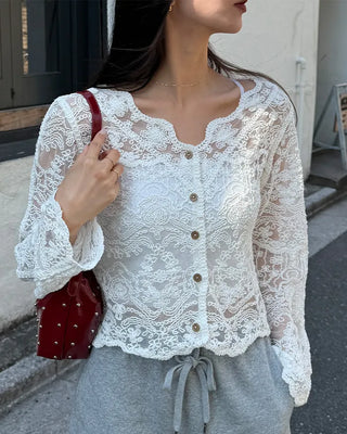 Lace sheer cardigan
