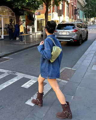 Bust patch pocket oversized denim jacket