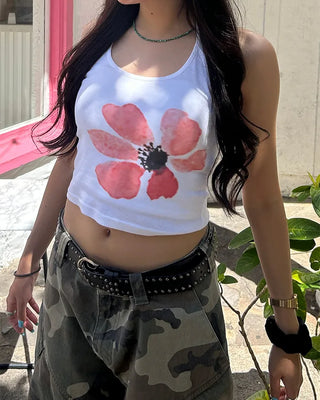 Flower Paint Halter Neck Camisole