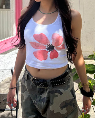 Flower Paint Halter Neck Camisole