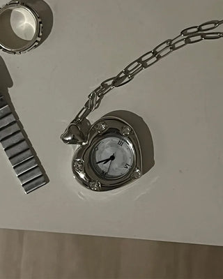 Heart Cubic Zirconia Watch Necklace
