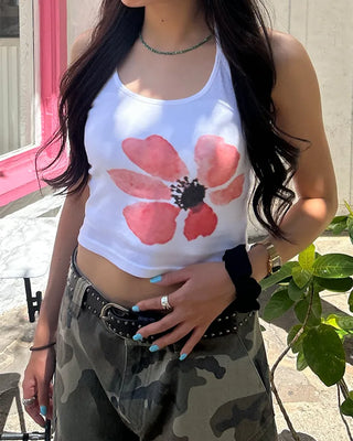 Flower Paint Halter Neck Camisole
