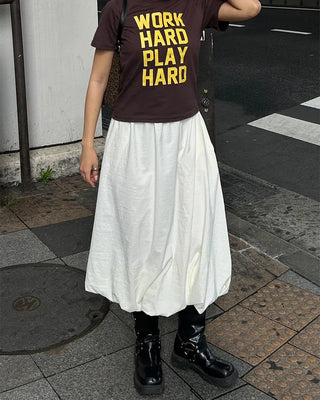 Elastic waist balloon nylon skirt
