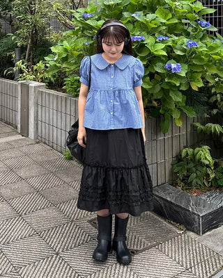 Round collar short-sleeved blouse