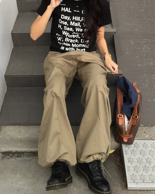 Long lettering half T-shirt