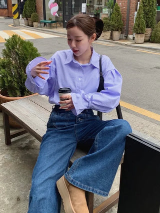 Sleeve Button Stripe Shirt