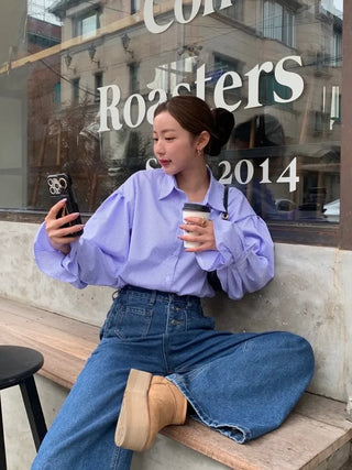Sleeve Button Stripe Shirt