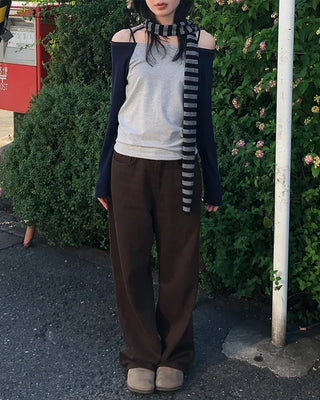 Colored cotton wide-leg pants