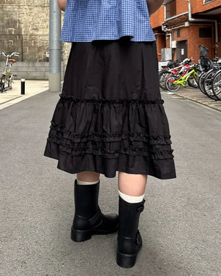 Frilled midi skirt