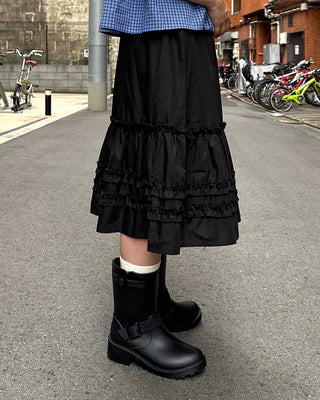Frilled midi skirt